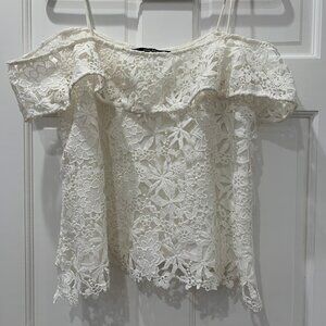 Zara Flower Low Shoulder Top